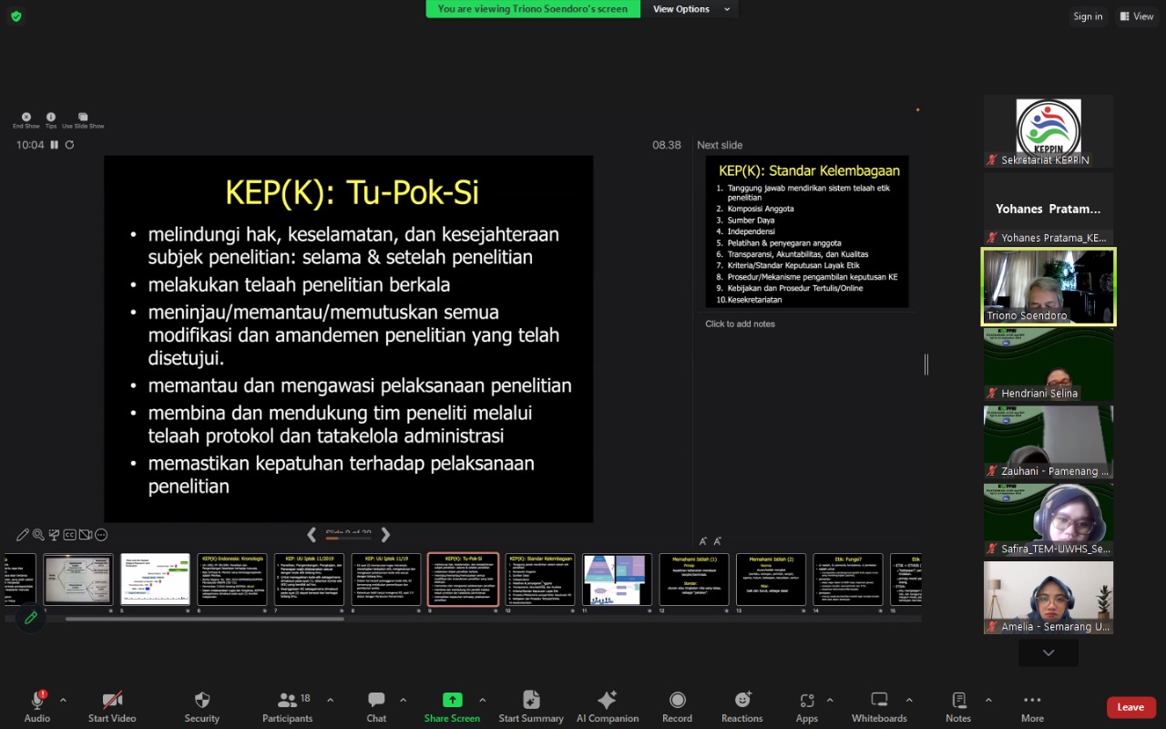 Pelatihan Etik Dasar Lanjut, GCRP, dan Pengenalan DigiTEPP: Dorong Standar Etik Penelitian yang Lebih Tinggi di Indonesia